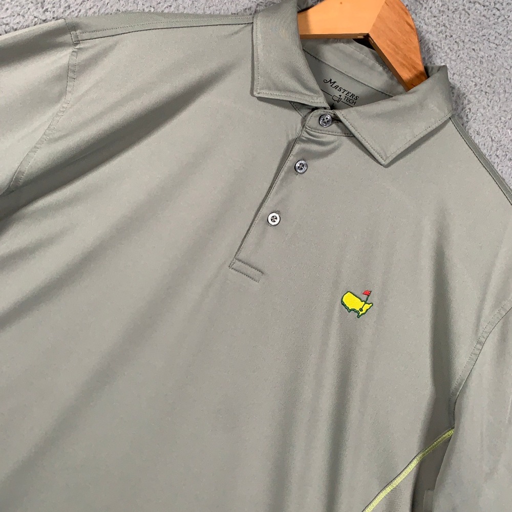Masters Tech Golf Polo Shirt Mens Large L Green Short Sleeve Performance Augusta